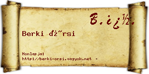 Berki Örsi névjegykártya